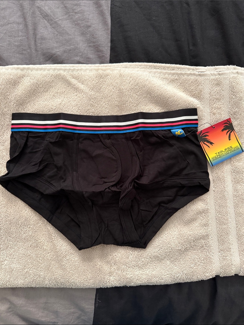 Andrew Christian Men's California Dreaming BoxerWith Multicolor Stripe Waistband